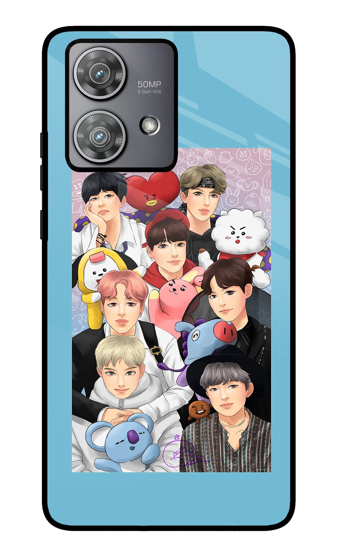 BTS with animals Moto Edge 40 Neo Glass Case