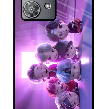 BTS Chibi Moto Edge 40 Neo Glass Case Back Cover by Casekaro