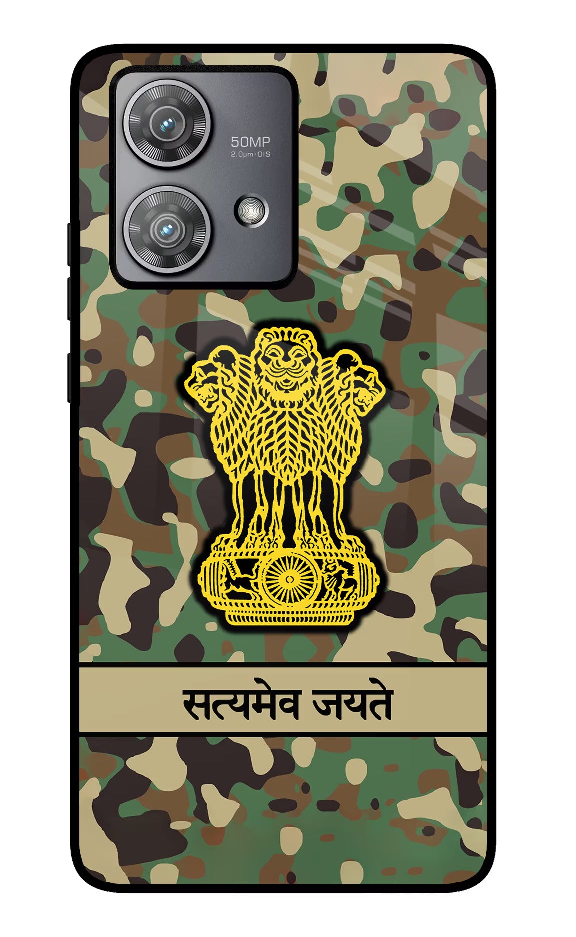 Satyamev Jayate Army Moto Edge 40 Neo Glass Case Back Cover by Casekaro