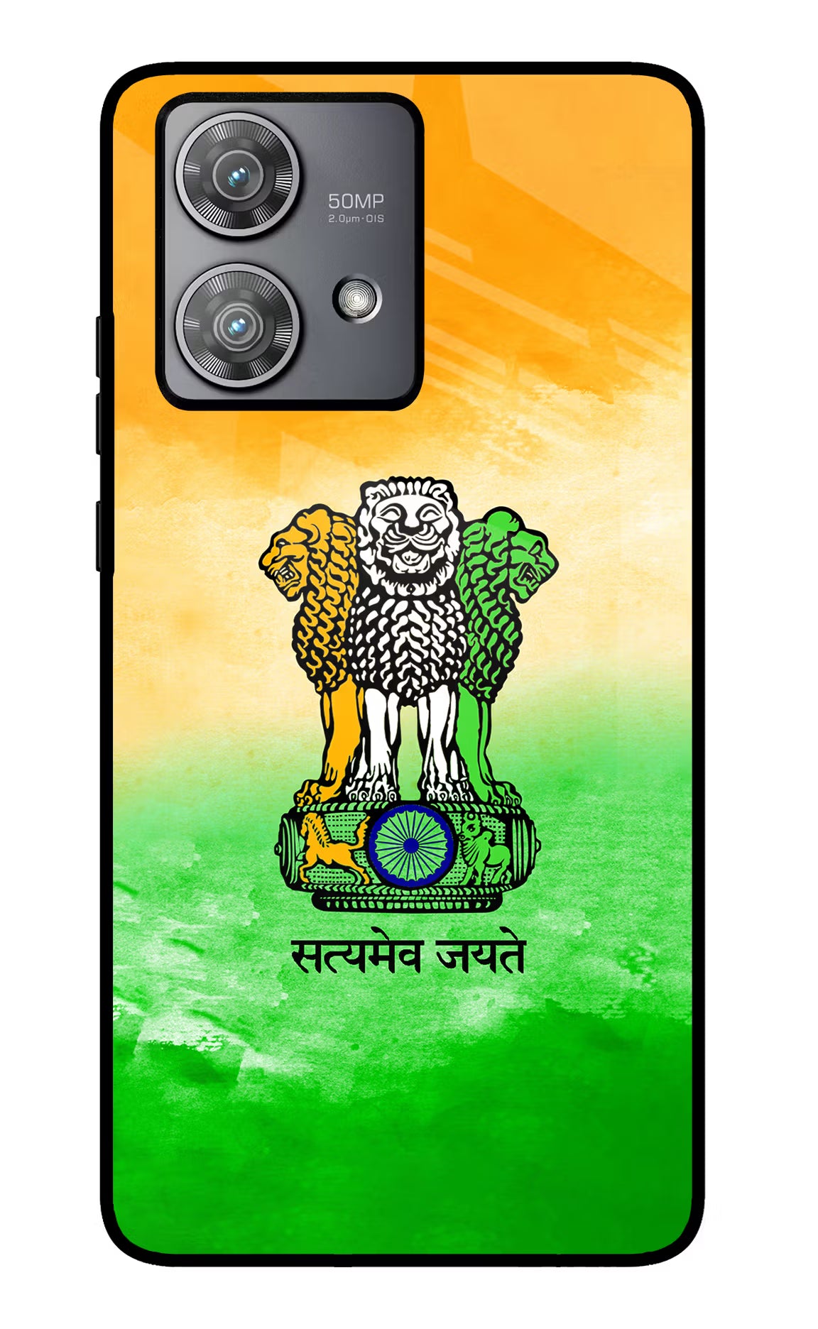 Satyamev Jayate Flag Moto Edge 40 Neo Glass Case Back Cover by Casekaro