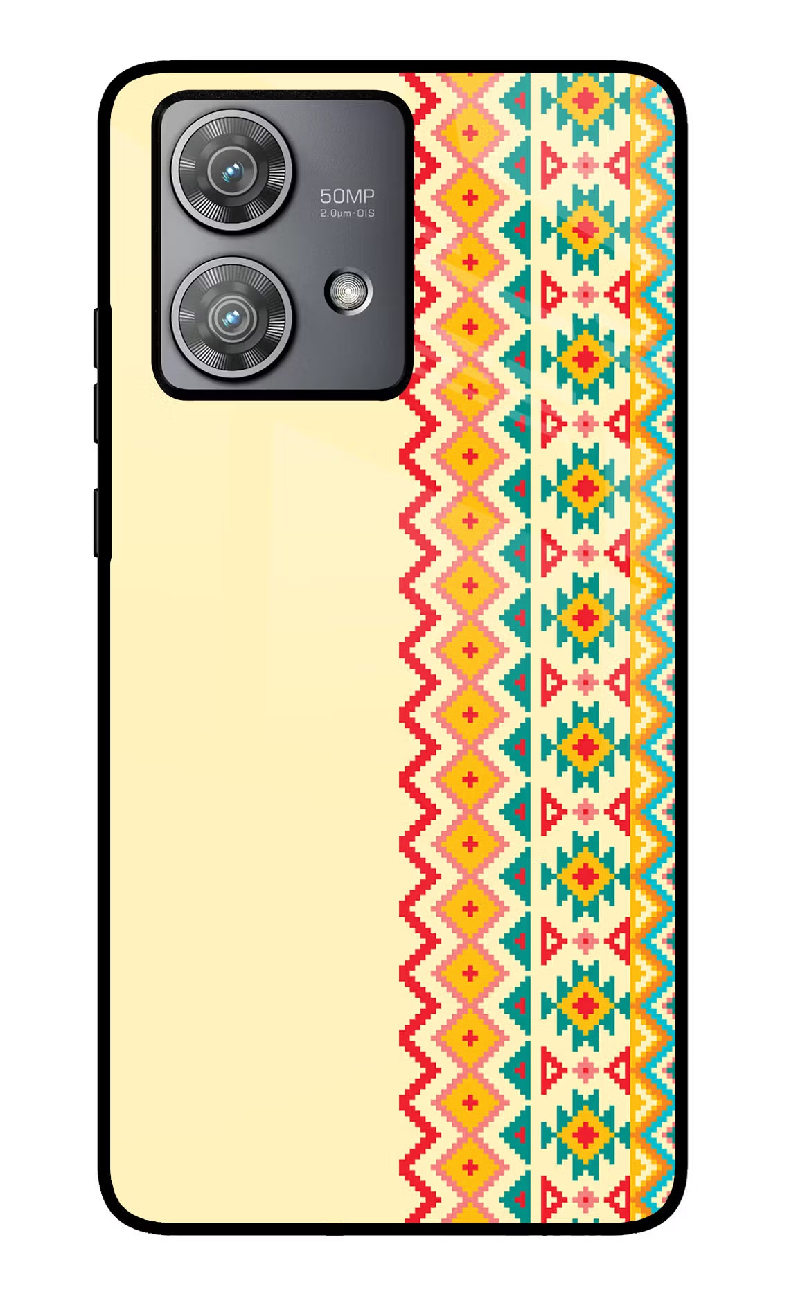 Ethnic Seamless Moto Edge 40 Neo Glass Case Back Cover by Casekaro