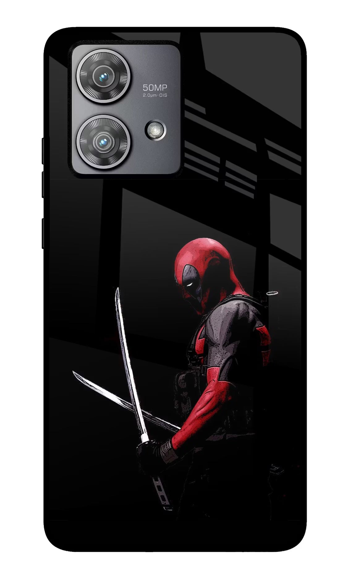 Deadpool Moto Edge 40 Neo Glass Case Back Cover by Casekaro
