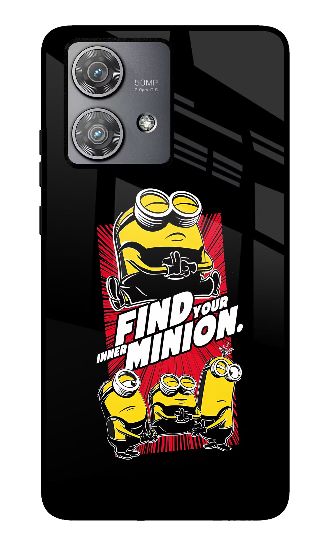 Find your inner Minion Moto Edge 40 Neo Glass Case Back Cover by Casekaro