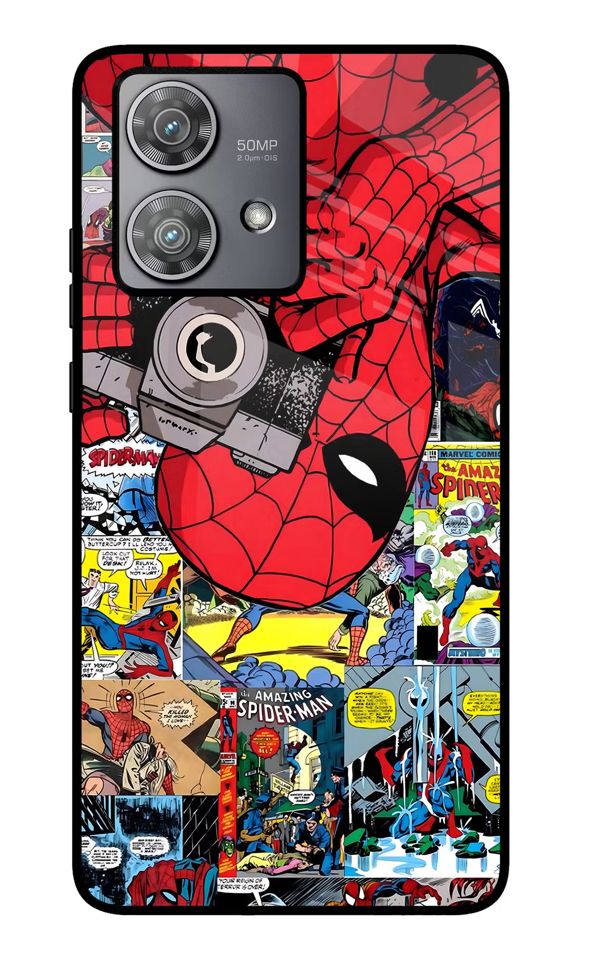 Spider Man Moto Edge 40 Neo Glass Case Back Cover by Casekaro