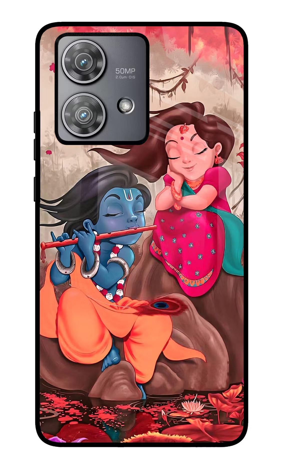 Radhe Krishna Moto Edge 40 Neo Glass Case Back Cover by Casekaro