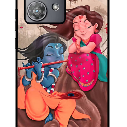 Radhe Krishna Moto Edge 40 Neo Glass Case Back Cover by Casekaro