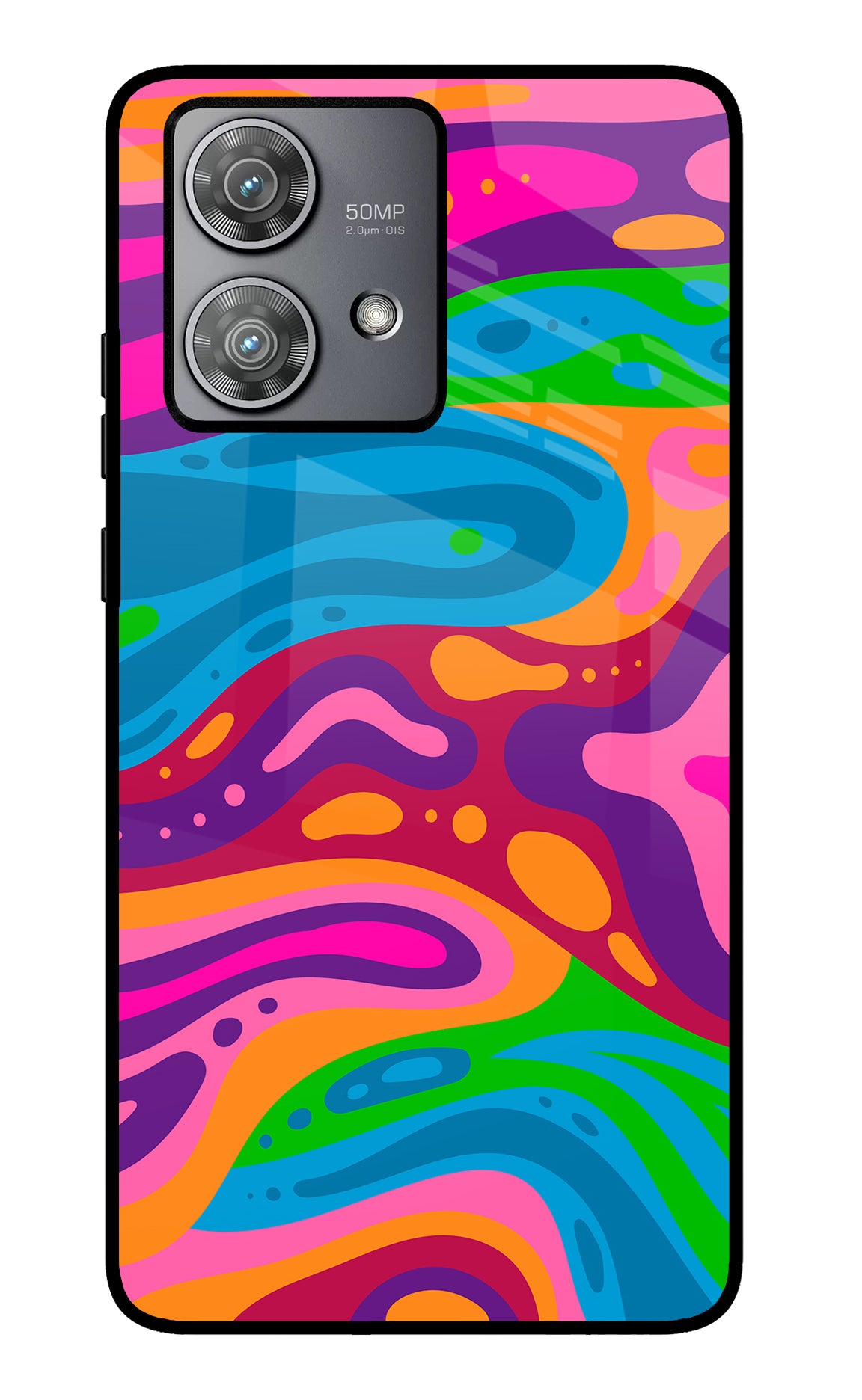 Trippy Pattern Moto Edge 40 Neo Glass Case