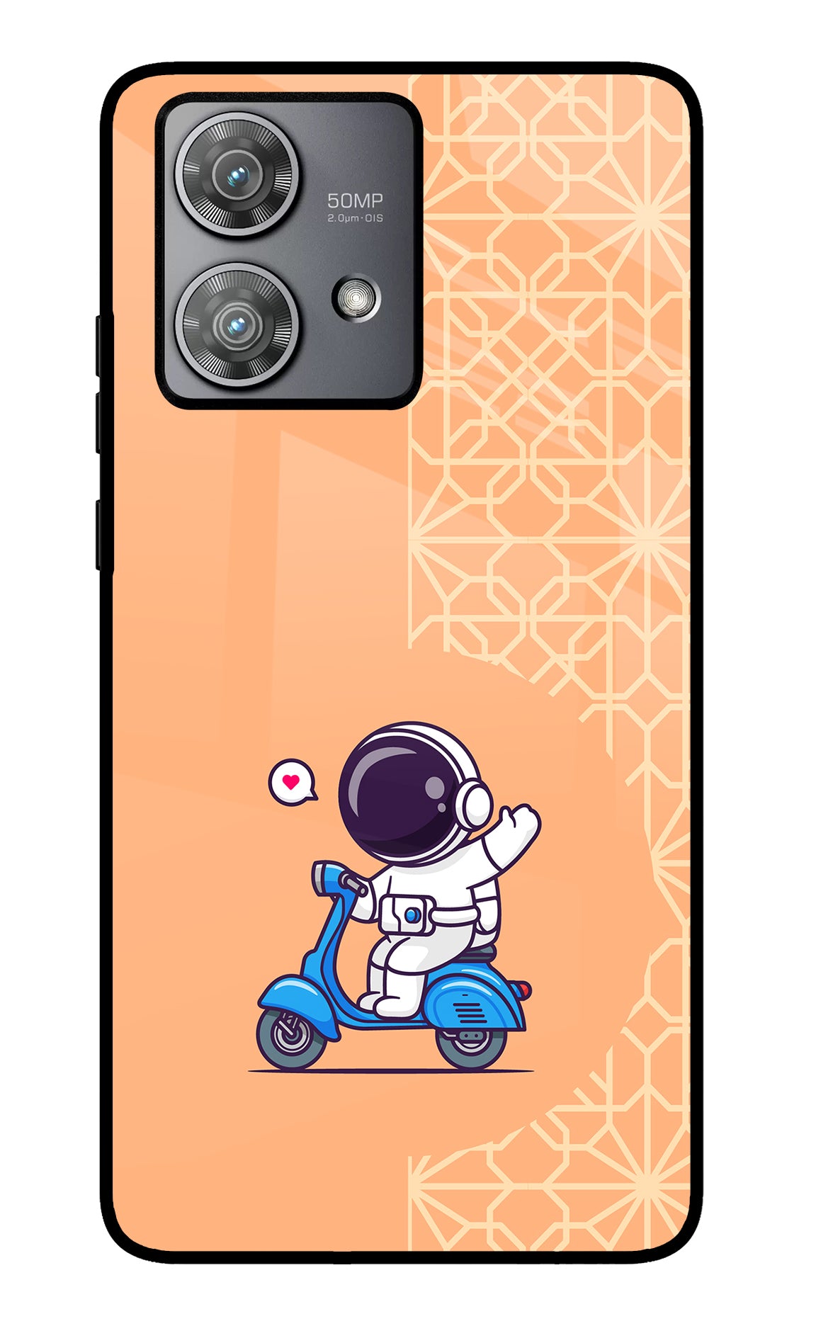 Cute Astronaut Riding Moto Edge 40 Neo Glass Case