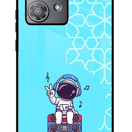 Cute Astronaut Chilling Moto Edge 40 Neo Glass Case Back Cover by Casekaro
