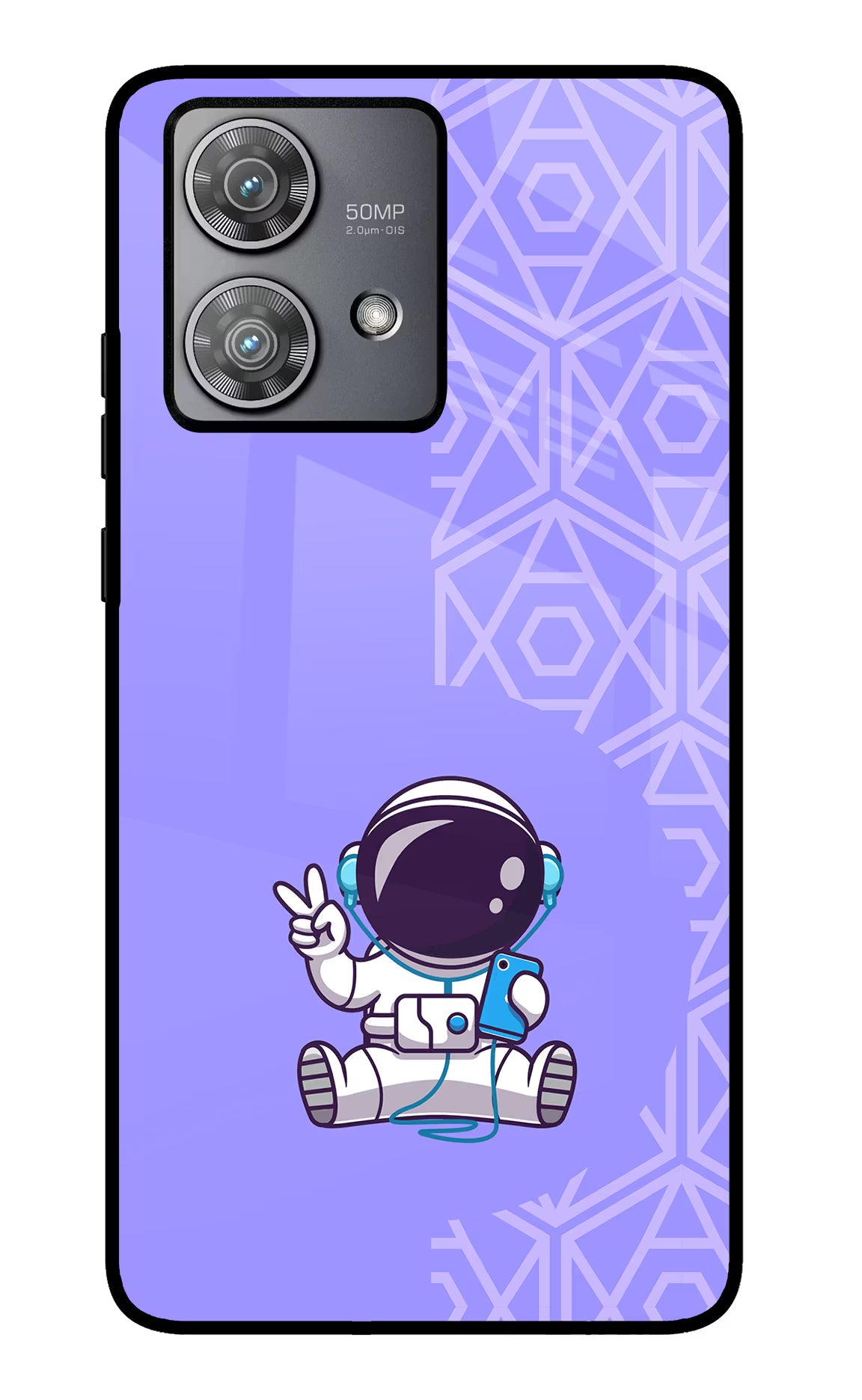 Cute Astronaut Chilling Moto Edge 40 Neo Glass Case Back Cover by Casekaro