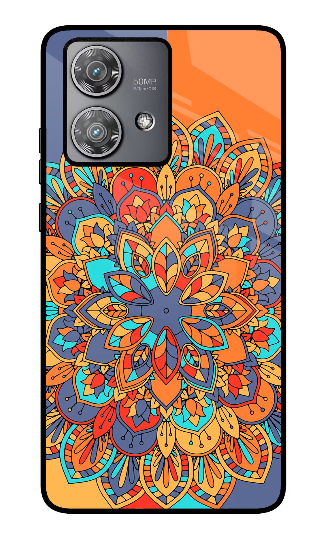 Color Mandala Moto Edge 40 Neo Glass Case Back Cover by Casekaro
