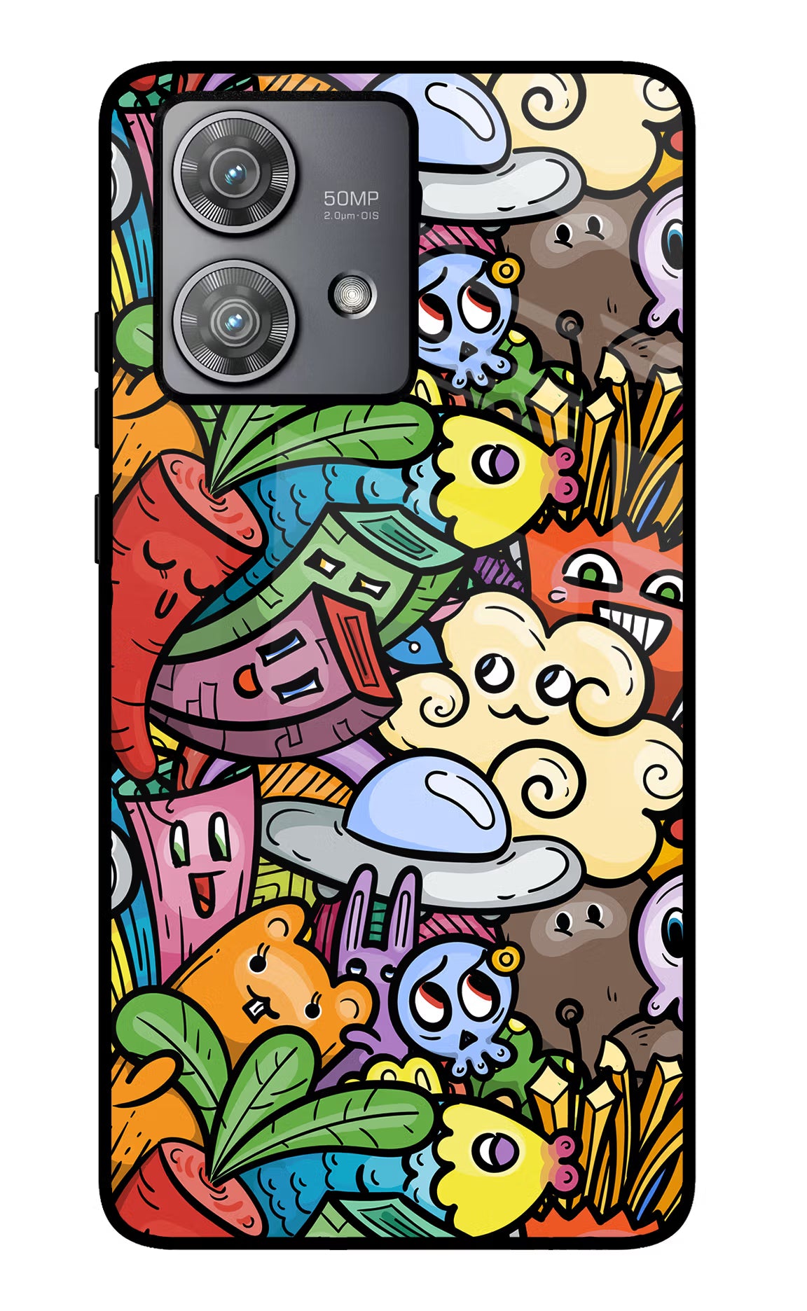 Veggie Doodle Moto Edge 40 Neo Glass Case Back Cover by Casekaro
