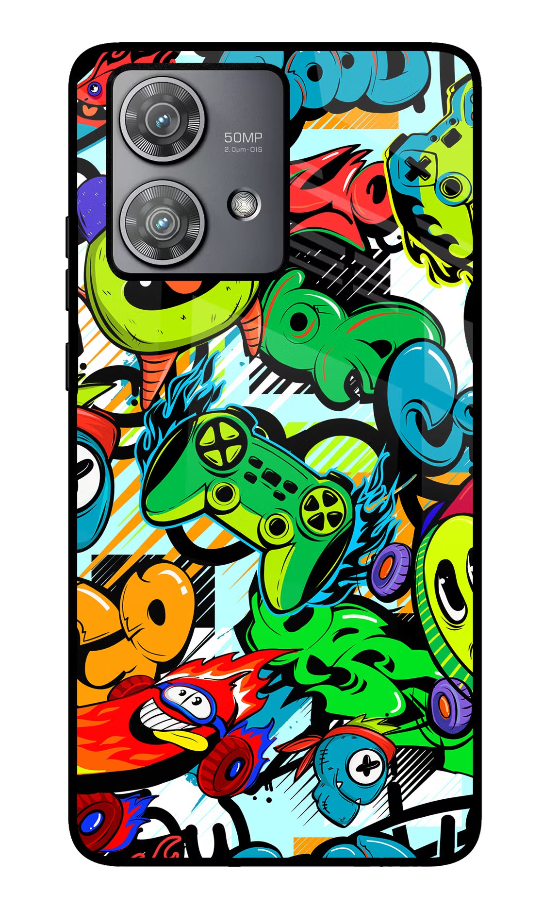 Game Doodle Moto Edge 40 Neo Glass Case Back Cover by Casekaro