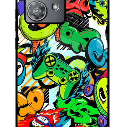 Game Doodle Moto Edge 40 Neo Glass Case Back Cover by Casekaro
