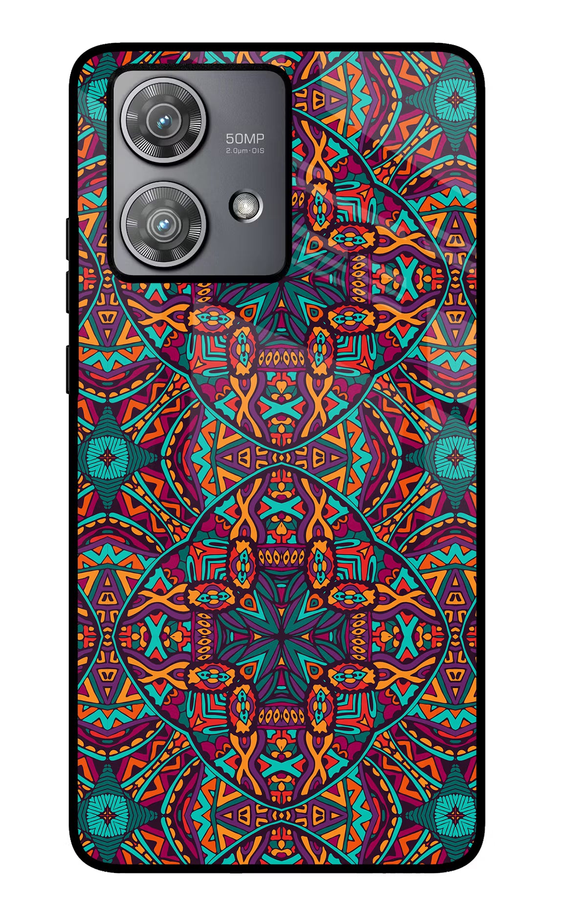 Colour Mandala Moto Edge 40 Neo Glass Case Back Cover by Casekaro