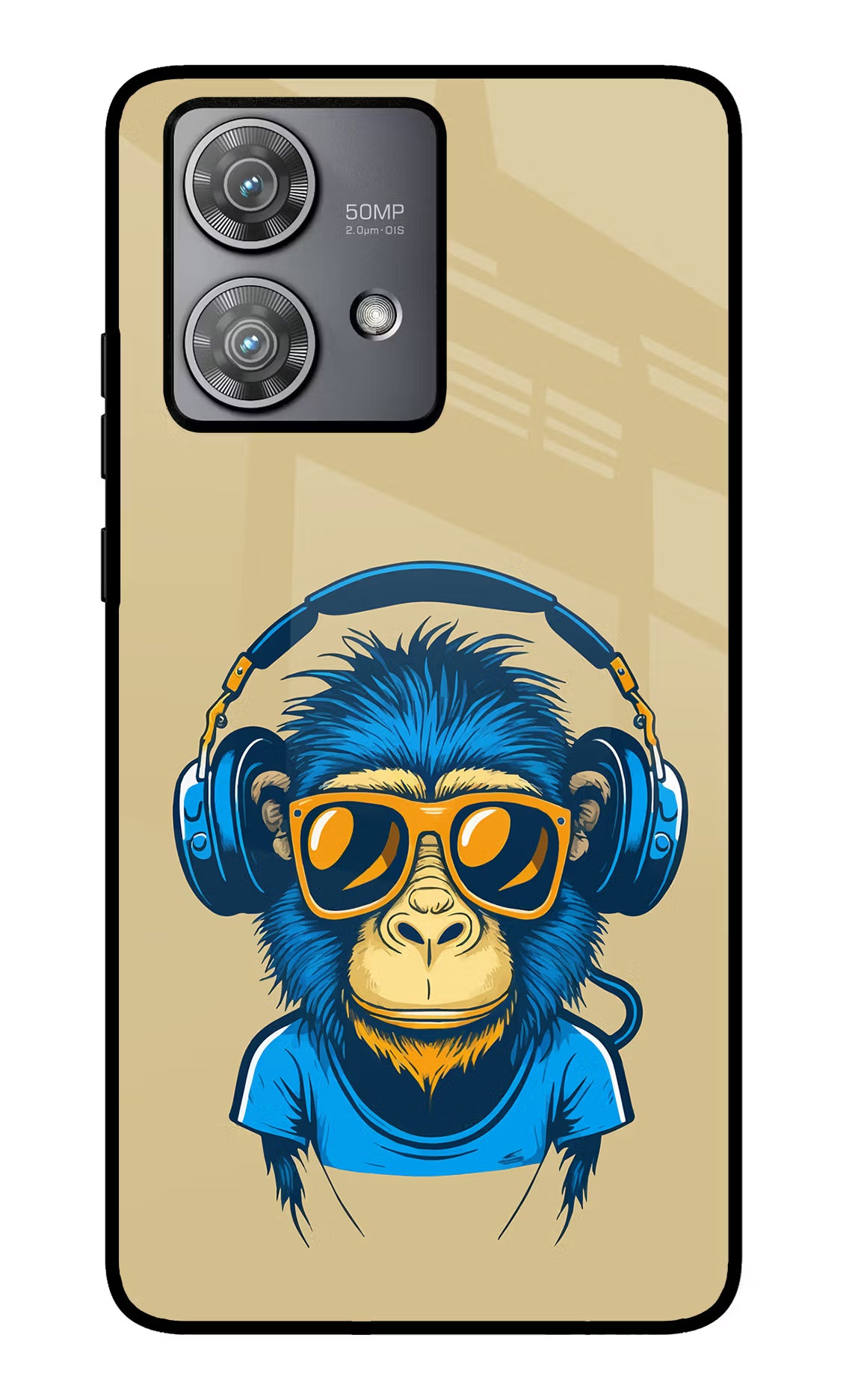 Monkey Headphone Moto Edge 40 Neo Glass Case Back Cover by Casekaro