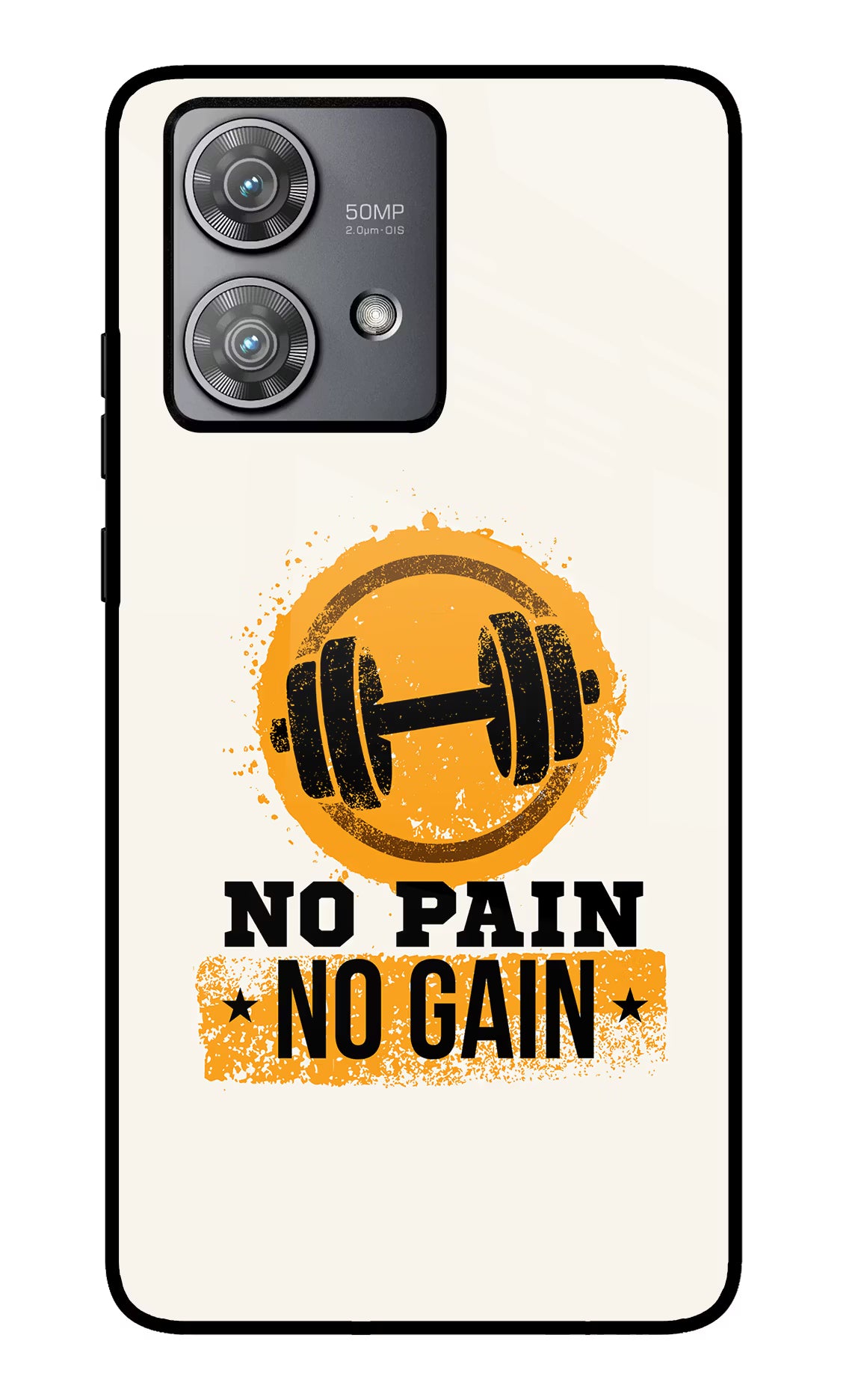 No Pain No Gain Moto Edge 40 Neo Glass Case Back Cover by Casekaro