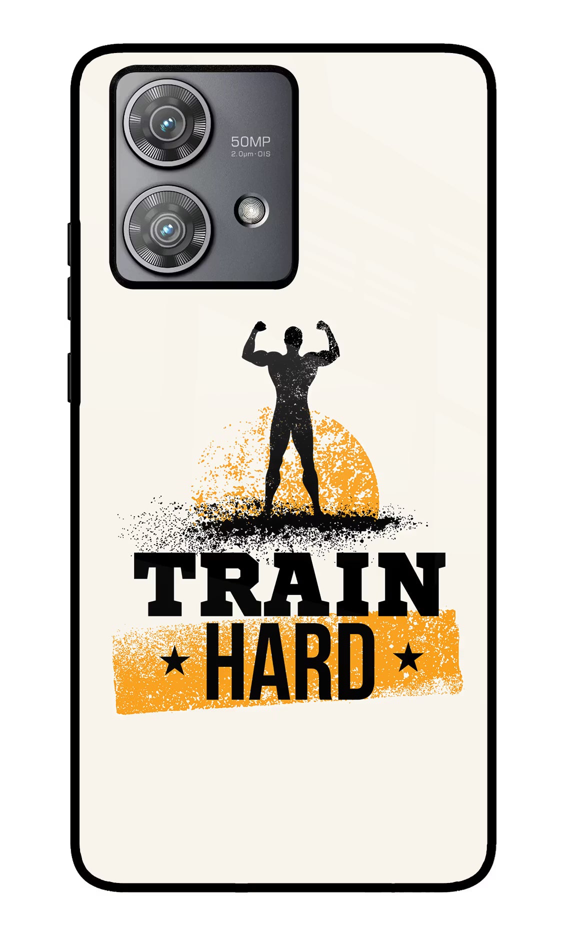 Train Hard Moto Edge 40 Neo Glass Case Back Cover by Casekaro