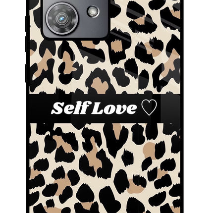 Leopard Print Self Love Moto Edge 40 Neo Glass Case Back Cover by Casekaro
