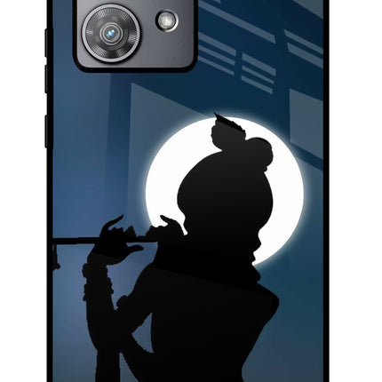 Shri Krishna Silhouette Moto Edge 40 Neo Glass Case Back Cover by Casekaro