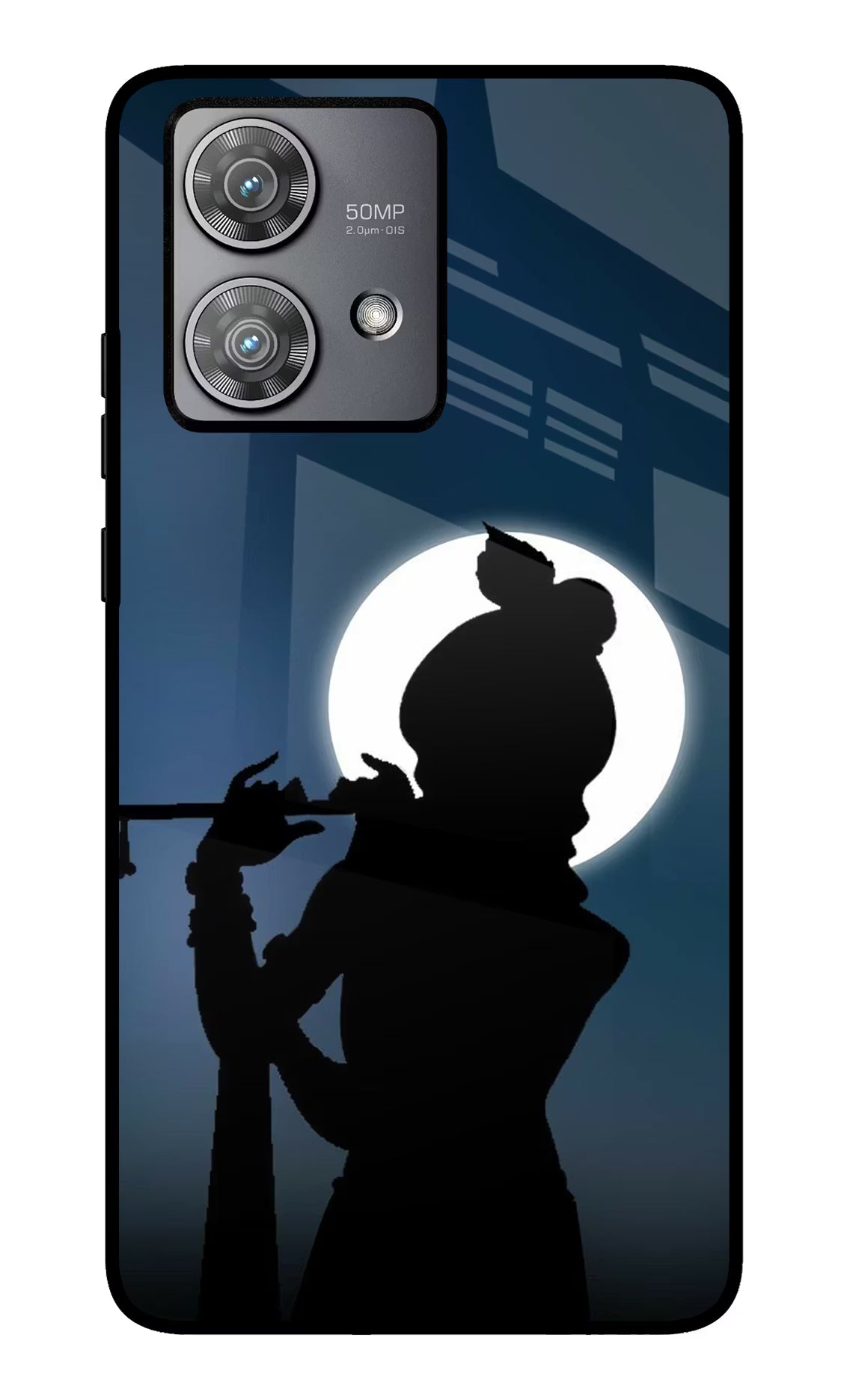 Shri Krishna Silhouette Moto Edge 40 Neo Glass Case Back Cover by Casekaro