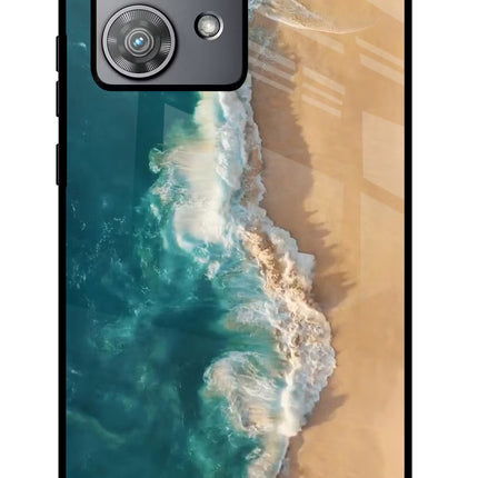 Ocean Beach Moto Edge 40 Neo Glass Case Back Cover by Casekaro