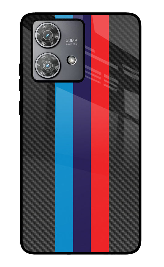 BMW Stripes Pattern Moto Edge 40 Neo Glass Case