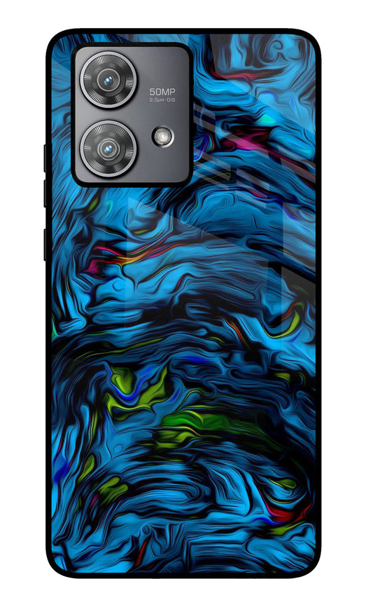 Dark Blue Abstract Moto Edge 40 Neo Glass Case