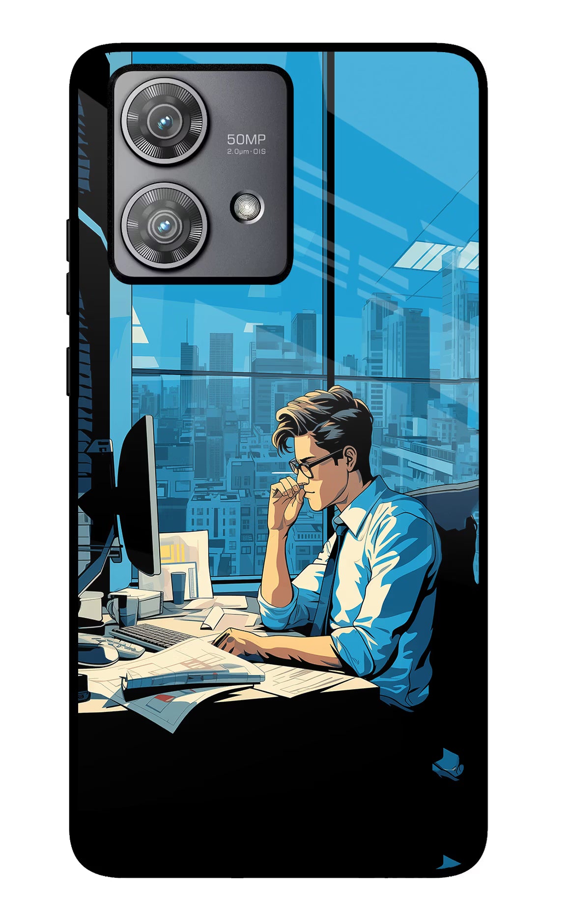 Focused Hustler (AI Generated) Moto Edge 40 Neo Glass Case