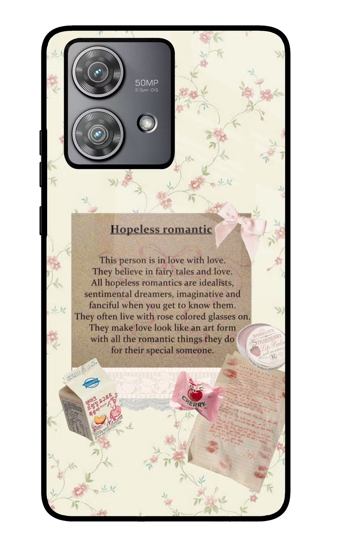 Hopeless Romantic Moto Edge 40 Neo Glass Case Back Cover by Casekaro