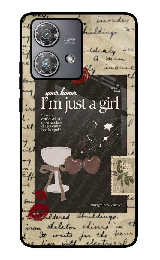 I am just a girl Moto Edge 40 Neo Glass Case
