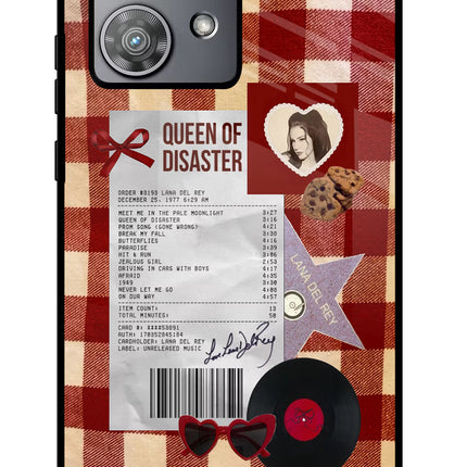 Queen of Disaster Moto Edge 40 Neo Glass Case Back Cover by Casekaro