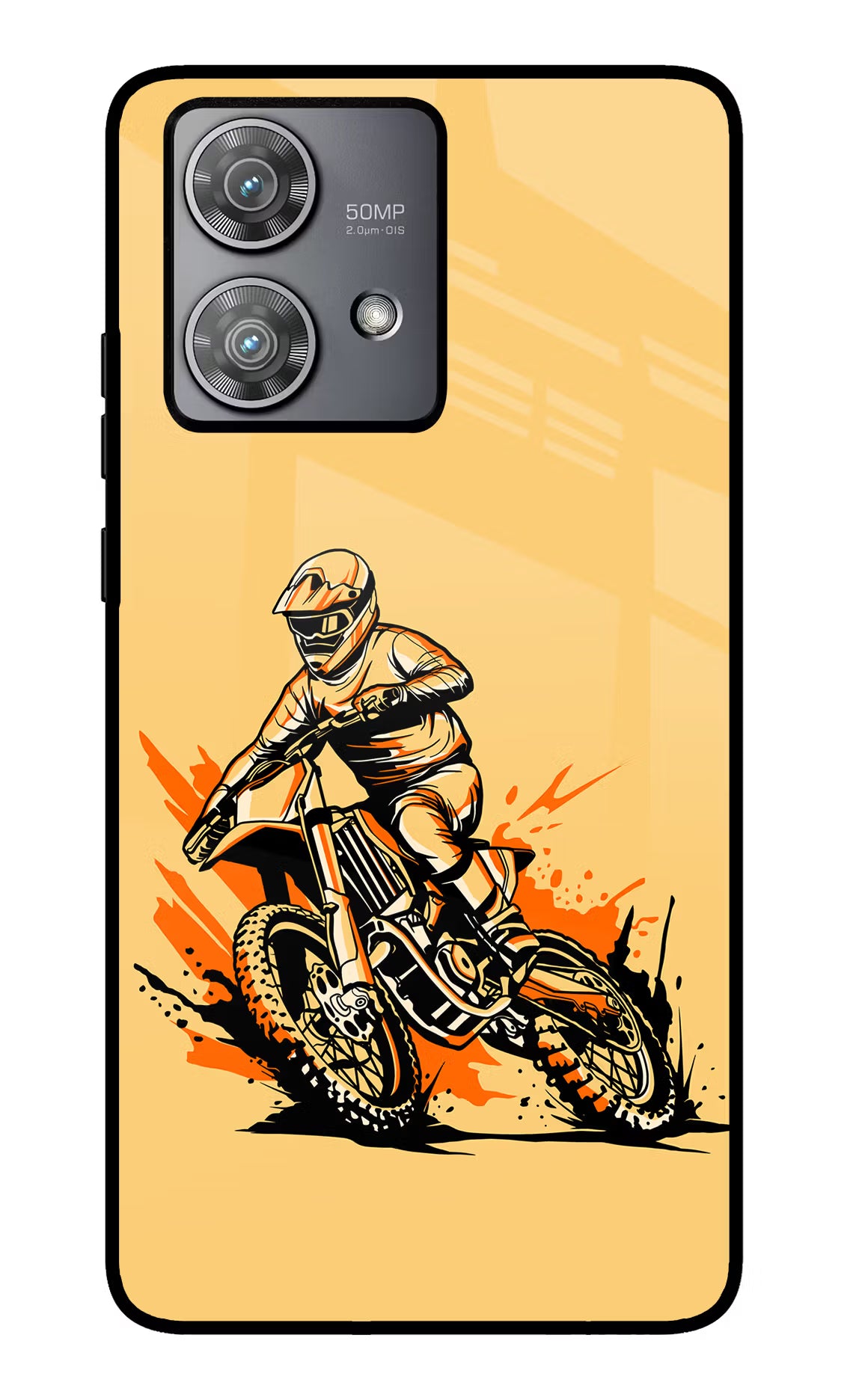 Off-Road Fury Moto Edge 40 Neo Glass Case Back Cover by Casekaro
