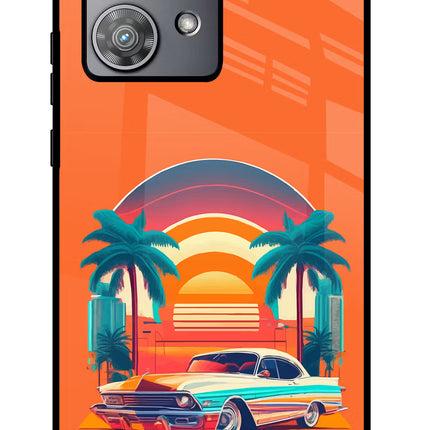 Palm Drive 80s Moto Edge 40 Neo Glass Case Back Cover by Casekaro