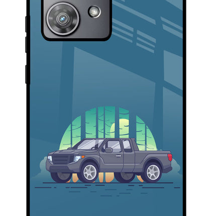 Retro Garage Vibe Moto Edge 40 Neo Glass Case Back Cover by Casekaro