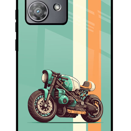 Striped Moto Drift Moto Edge 40 Neo Glass Case Back Cover by Casekaro