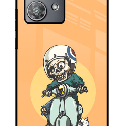 Undead Biker Moto Edge 40 Neo Glass Case Back Cover by Casekaro