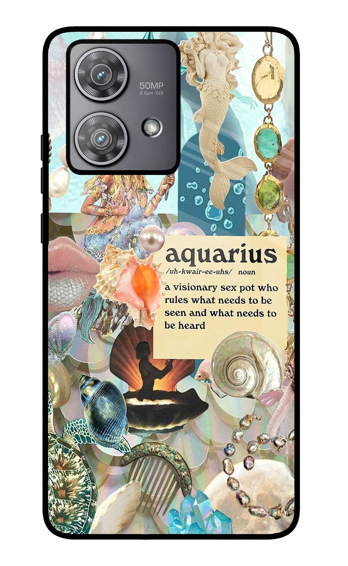 Aquarius Zodiac Moto Edge 40 Neo Glass Case Back Cover by Casekaro