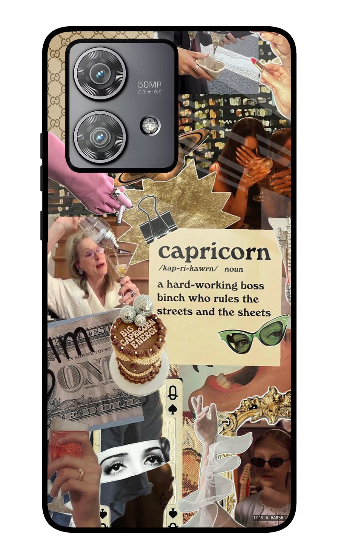 Capricorn Zodiac Moto Edge 40 Neo Glass Case Back Cover by Casekaro