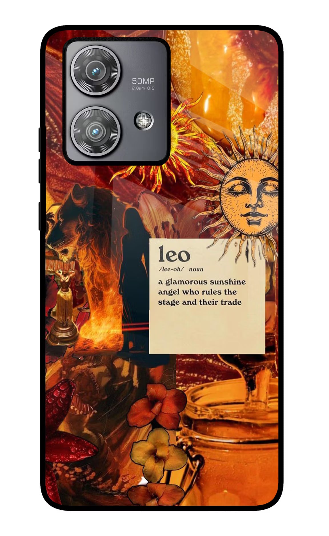 Leo Zodiac Moto Edge 40 Neo Glass Case Back Cover by Casekaro