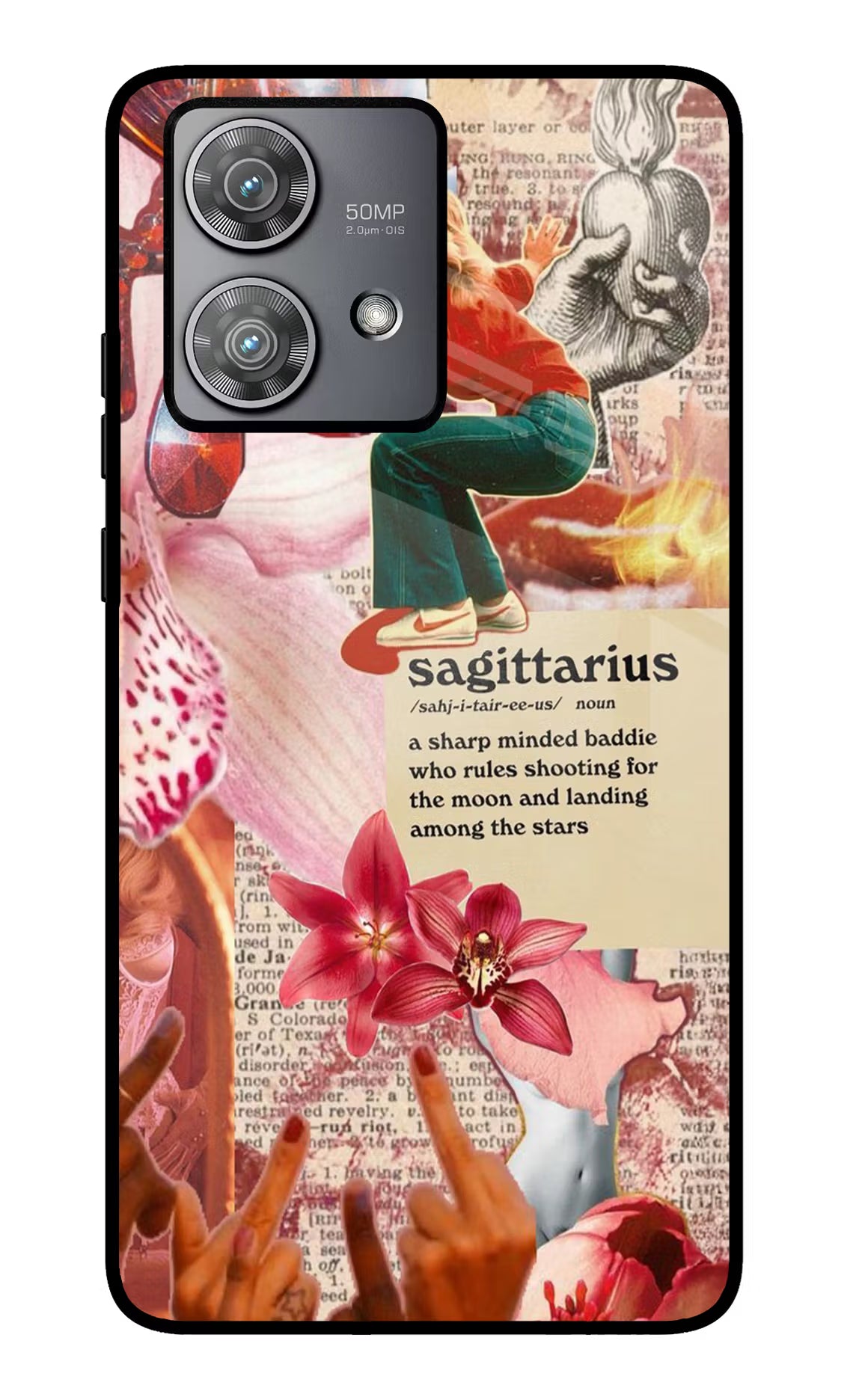 Sagittarius Zodiac Moto Edge 40 Neo Glass Case Back Cover by Casekaro
