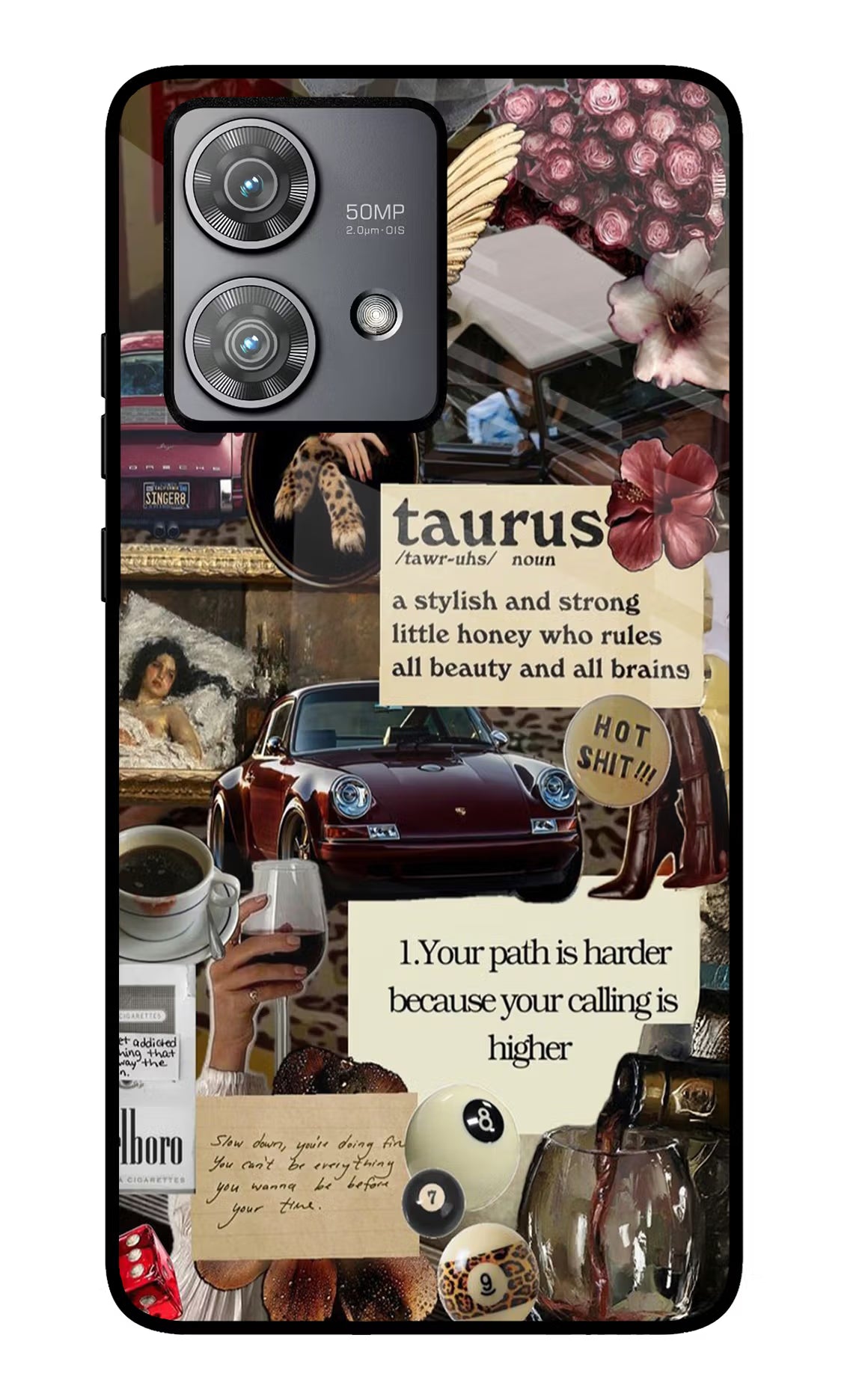Taurus Zodiac Moto Edge 40 Neo Glass Case Back Cover by Casekaro