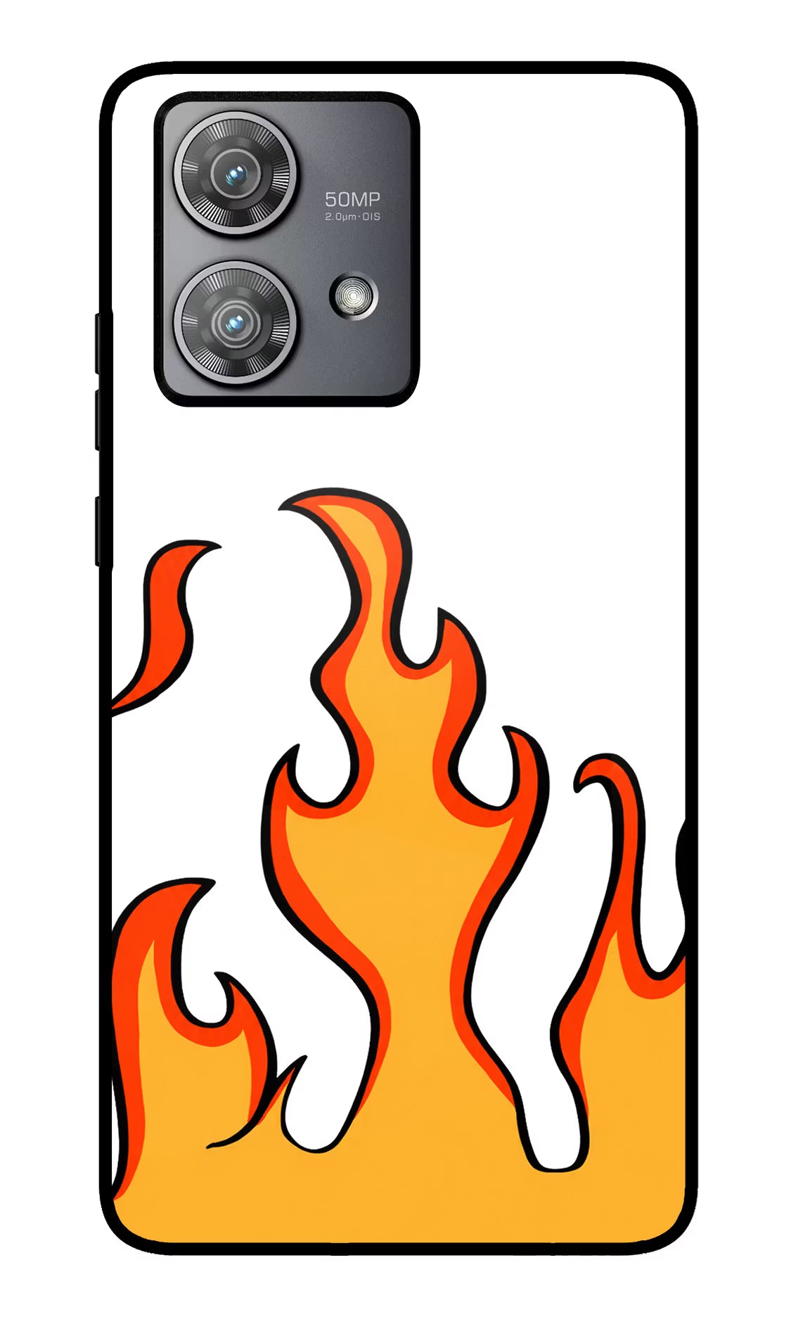 Fired Up – White Moto Edge 40 Neo Glass Case