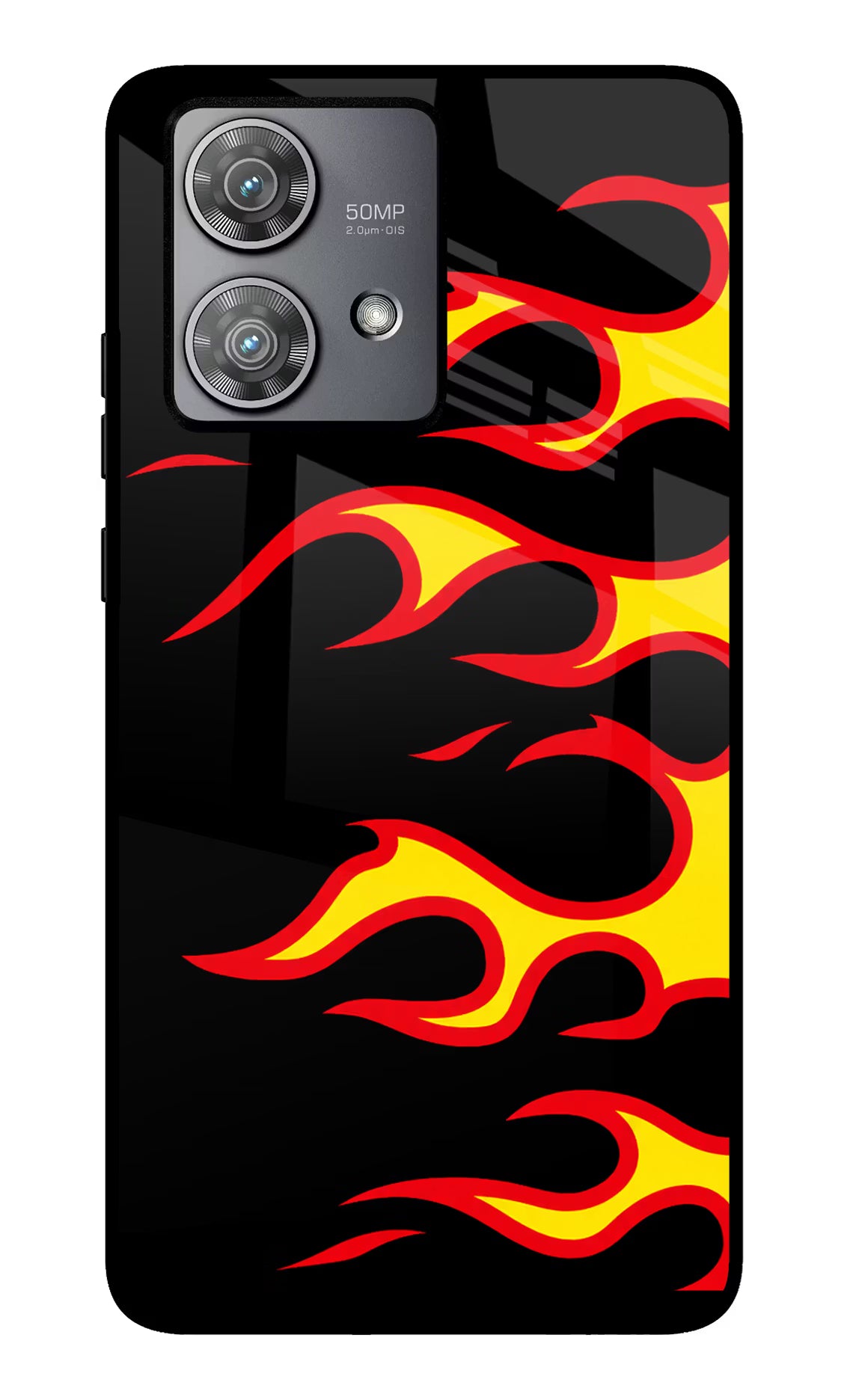 Side Sweep Flames Moto Edge 40 Neo Glass Case
