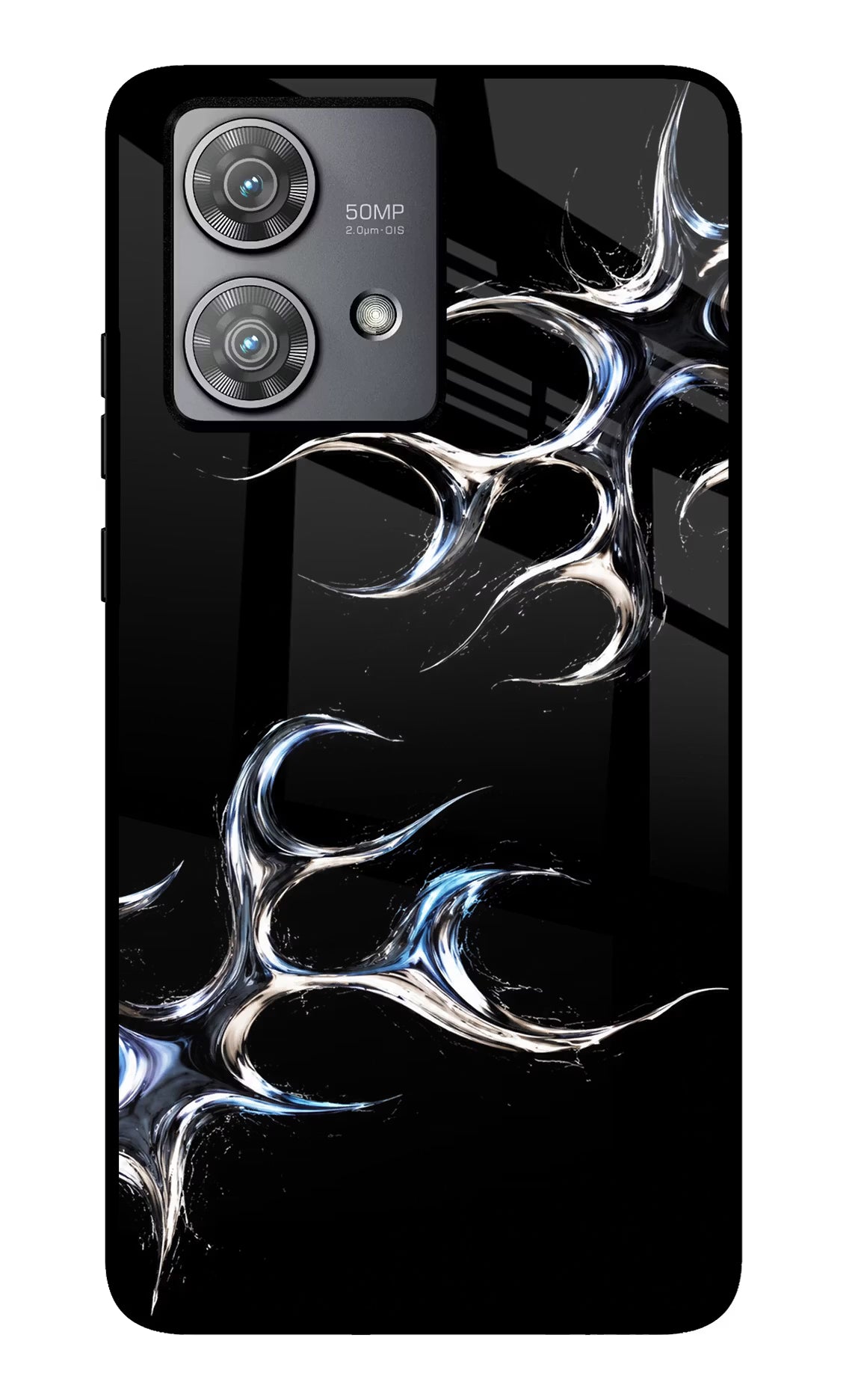 Chrome Tribal Moto Edge 40 Neo Glass Case Back Cover by Casekaro