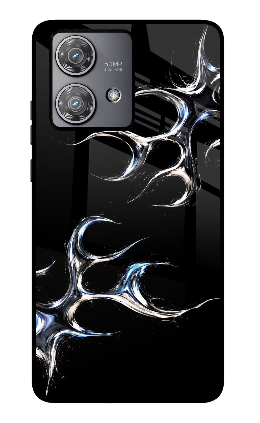 Chrome Tribal Moto Edge 40 Neo Back Cover, Metal case