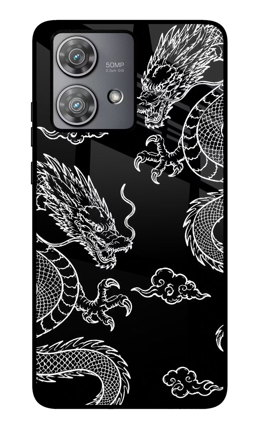 Twin Dragons Moto Edge 40 Neo Back Cover, Glass case