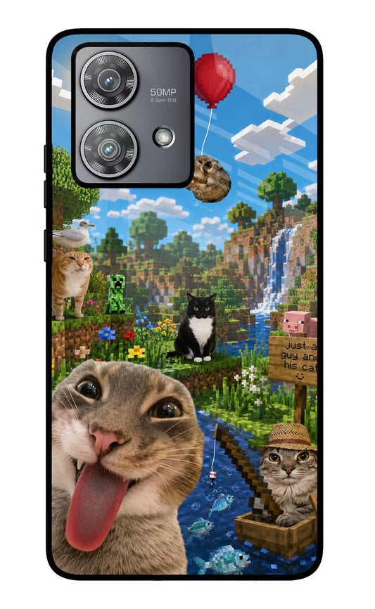 Minecraft Cat Chaos Moto Edge 40 Neo Glass Case
