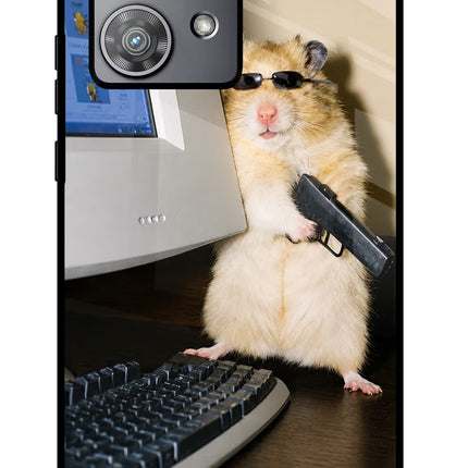 Hacker Hamster Moto Edge 40 Neo Glass Case Back Cover by Casekaro
