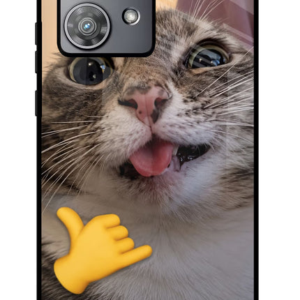 Silly Cat Call Moto Edge 40 Neo Glass Case Back Cover by Casekaro